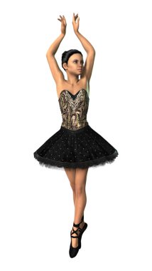 3D render balerin beyaz