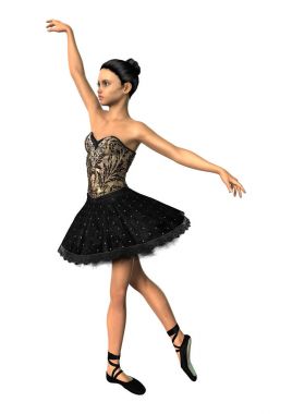 3D render balerin beyaz