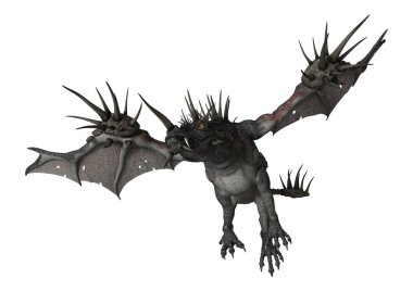3D render fantezi Dragon beyaz