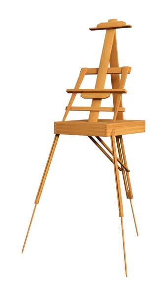 Easel de madeira de renderização 3D no branco — Fotografia de Stock