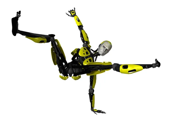 3D Rendering Dancing Robot on White — Stock Photo, Image