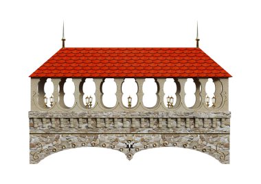 3D render peri masalı köprüde beyaz