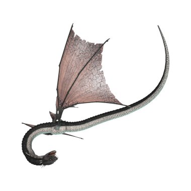 3D render fantezi yılan ejderha beyaz