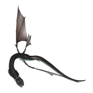 3D render fantezi yılan ejderha beyaz