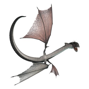 3D render fantezi yılan ejderha beyaz