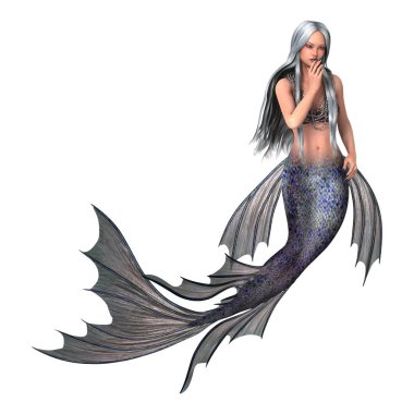 3D render peri Tail deniz kızı beyaz