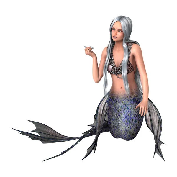 3D rendering Tündér farok Mermaid-fehér — Stock Fotó