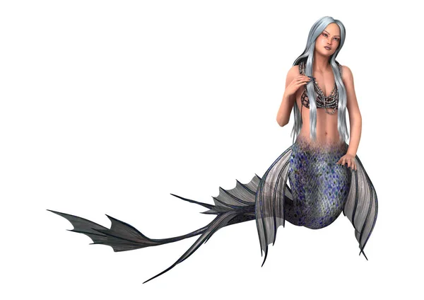 3D rendering Tündér farok Mermaid-fehér — Stock Fotó