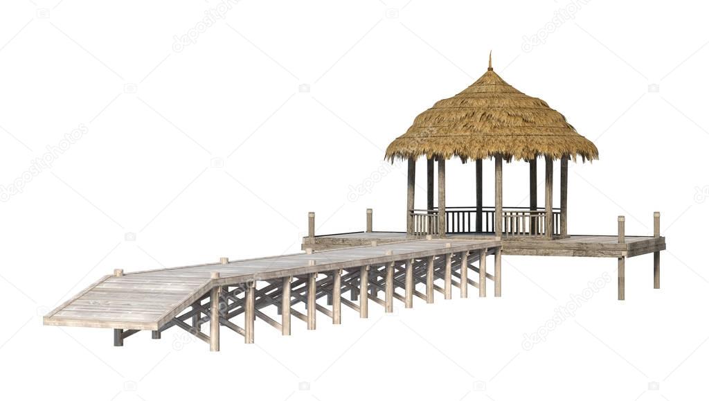 3D Rendering Beach Pavillion on White