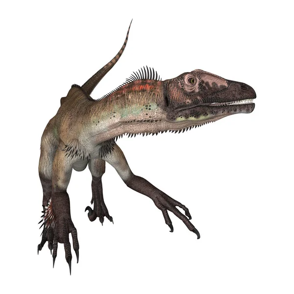 3D Representación de dinosaurio Utahraptor en blanco — Foto de Stock