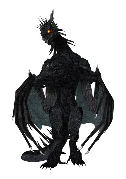 3D rendering Black Dragon, fehér — Stock Fotó