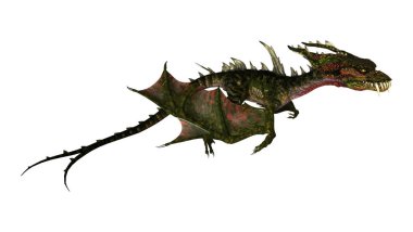 3D render fantezi Dragon beyaz