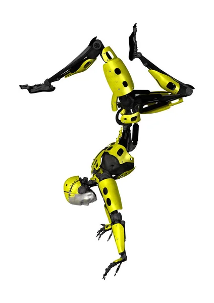 3D rendering férfi Robot táncol, fehér — Stock Fotó
