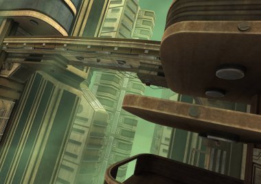 3D render fütüristik şehir