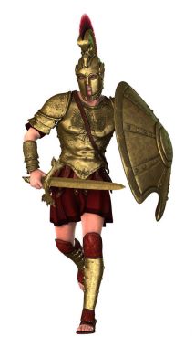 3D render Spartalı savaşçı beyaz