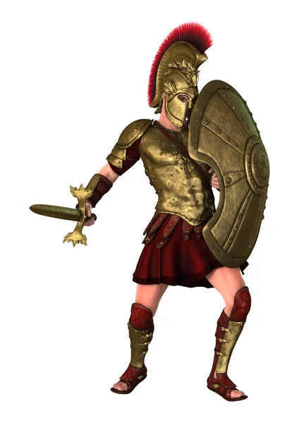 3D Rendering Spartan Warrior on White — Stock Photo, Image