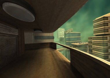 3D render fütüristik şehir