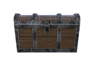 3D render hazine sandığı beyaz