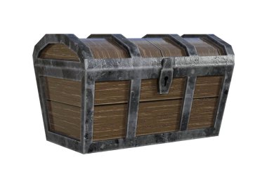 3D render hazine sandığı beyaz