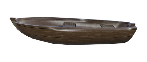 3D Rendering Wooden Boat on White — Stock Photo, Image