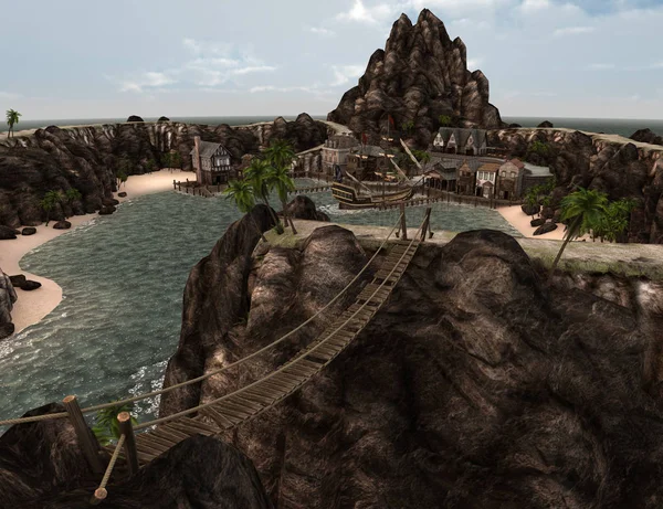 3D render korsan hazine Islnad