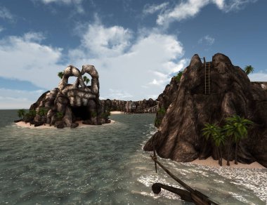 3D render korsan hazine Islnad