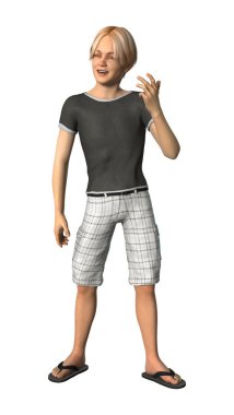 3D render genç çocuk beyaz