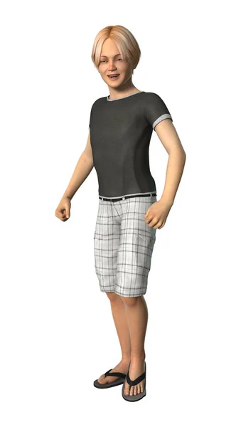 3D Rendering Teenager Boy on White — Stock Photo, Image