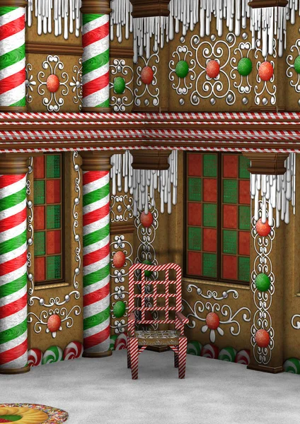 3D Rendering Navidad Casa de pan de jengibre —  Fotos de Stock
