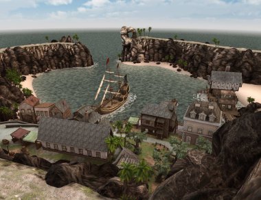 3D render korsan hazine Islnad