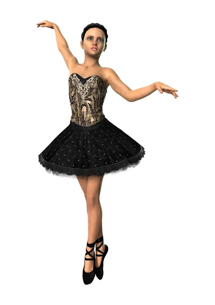 Rendering 3D Ballerina su Bianco — Foto Stock