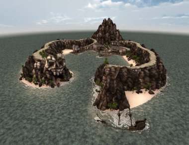 3D render korsan hazine Islnad