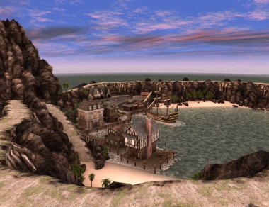 3D render korsan hazine Islnad