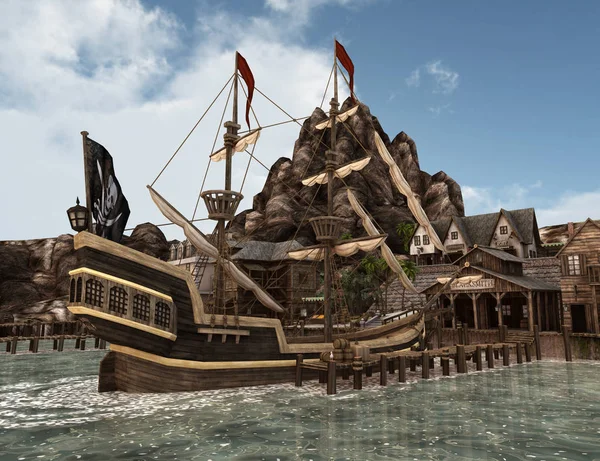 3D rendering Pirate Treasure Grad — Foto Stock