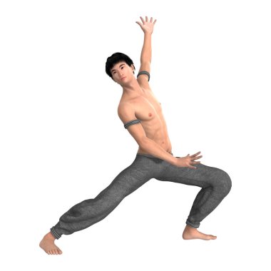 3D render mücadele Monk beyaz