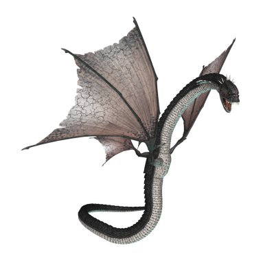 3D render fantezi yılan ejderha beyaz