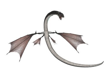 3D render fantezi yılan ejderha beyaz