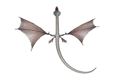 3D render fantezi yılan ejderha beyaz