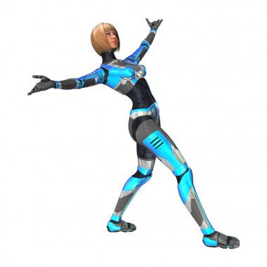 3D render kadın Robot üzerinde beyaz