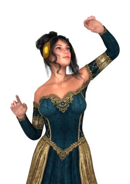 3D render peri masalı Prenses beyaz