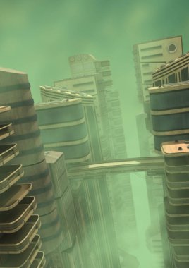 3D render fütüristik şehir