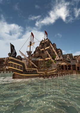 3D render korsan gemisi
