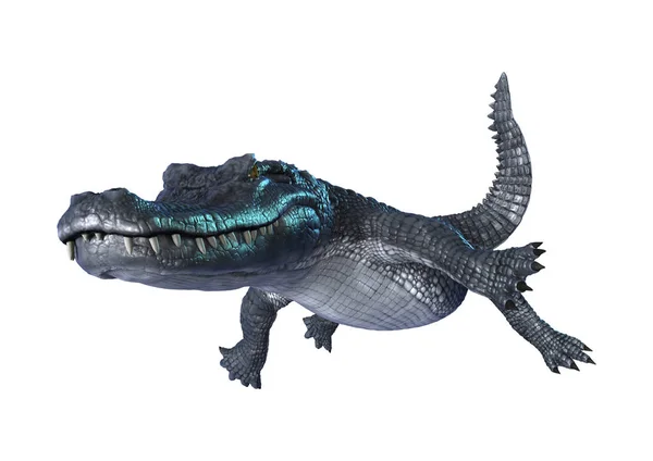 3D rendu alligator caïman sur blanc — Photo