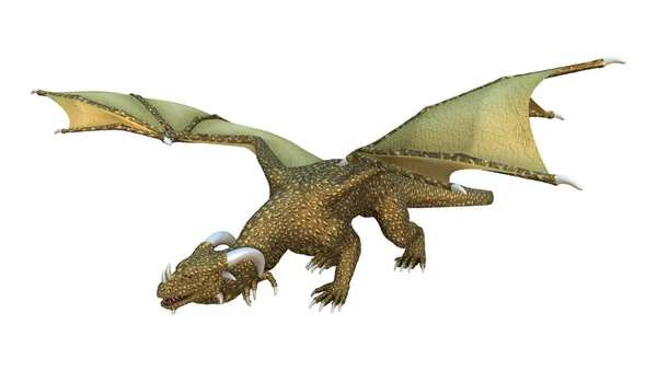 3D renderizando dragão de fantasia em branco — Fotografia de Stock