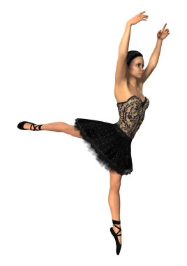 3D render balerin beyaz