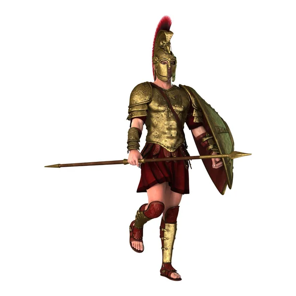 3D Rendering Spartan Warrior on White — Stock Photo, Image