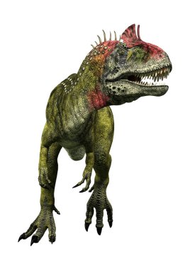 3D render dinozor Cryolophosaurus beyaz