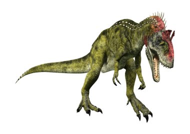 3D render dinozor Cryolophosaurus beyaz