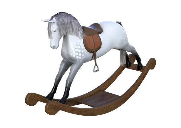 3D representación balanceo caballo en blanco —  Fotos de Stock