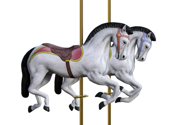 3D Rendering Carousel Horses on White — Stock Photo, Image